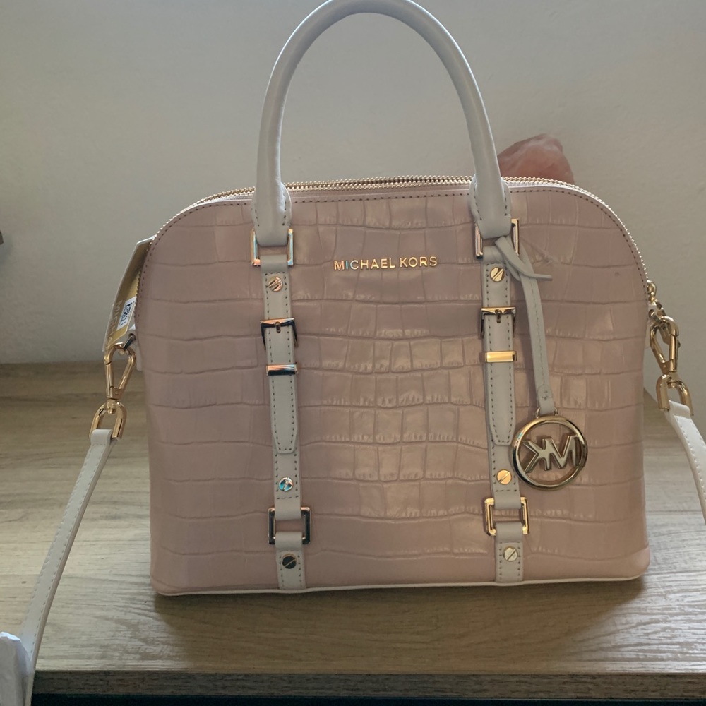 Michael Kors Pink Satchel with Embossed Leather